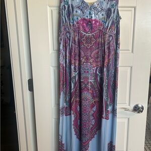 ONE WORLD Blue and Pink Maxi Dress
